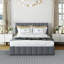 Grand lit plateforme tapissier avec système de rangement hydraulique - gris (VIEUX SKU: LP000211AAE)
