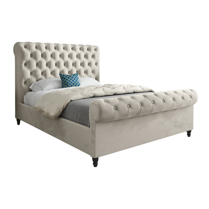 Aldous Upholstered Bed, Kingsize (5'), Beige
