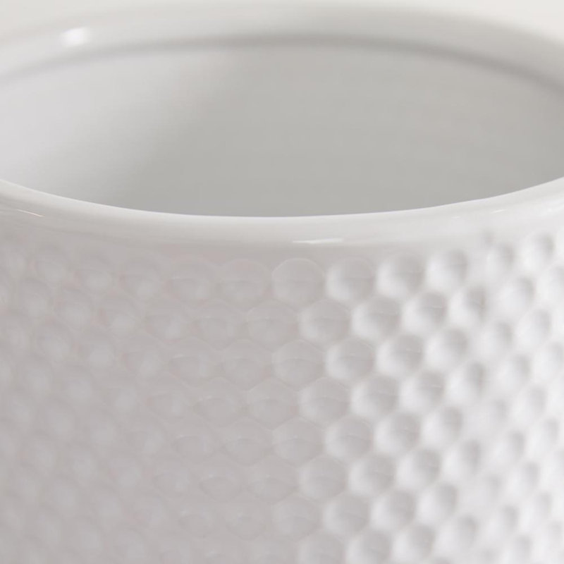 Ensemble de 3 pots de fleurs d'intérieur en céramique avec soucoupe attachée, Blanc