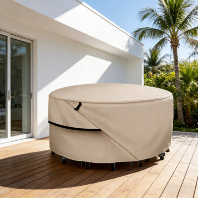 Round Patio Table And Chair Set Cover, Outdoor Heavy Duty 600D Waterproof Furniture Cover by Latitude Run