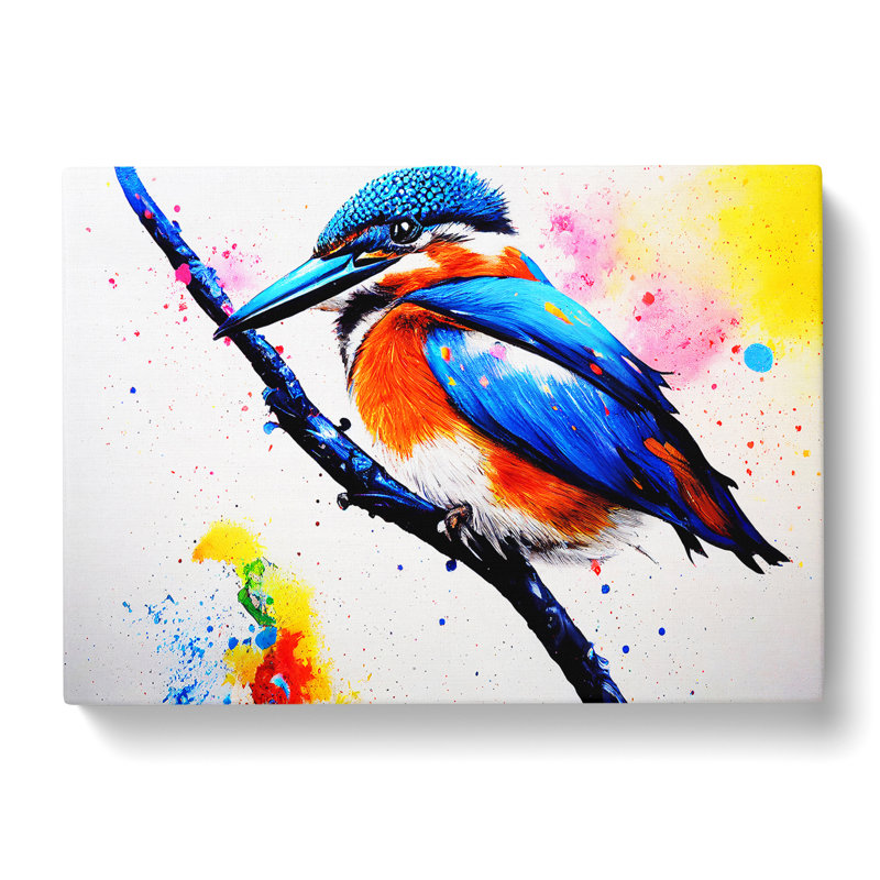 Kingfisher Bird Splash - Wrapped Canvas, 35cm H x 50cm W x 3cm D