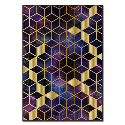 Tapis luxueux en velours, 2,6 x 4,6 pieds, 100% polyester, 740 g / m² | Éponge stratifiée antidérapante pour le confort | Facile à laver à la machine | Imprimé numérique moderne, parfait pour n'importe quelle pièce