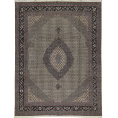 Hand-Knotted High-Quality Green and Brown Area Rug