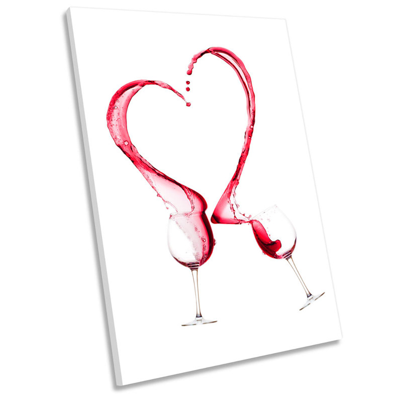 Wine Glass Red Heart Kitchen - Wrapped Canvas Print, 91.4cm H x 61cm W