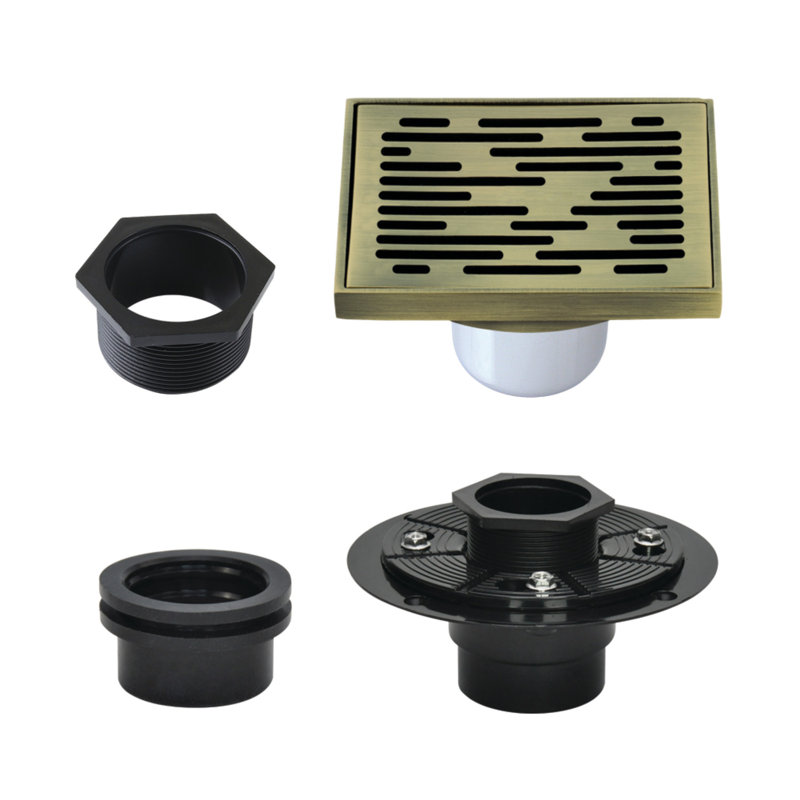 Drain de douche grille de cours d'eau, Laiton antique