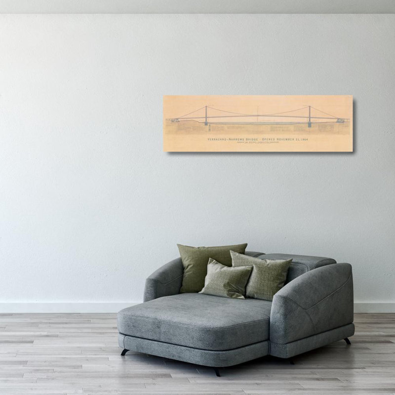 Dessin du pont Verrazano, H 12 po x l 40 po