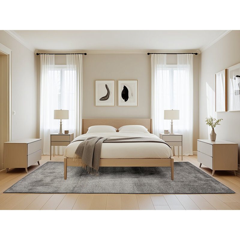 Tapis de zone noire contemporaine, Rectangle de 5 pi x 8 pi