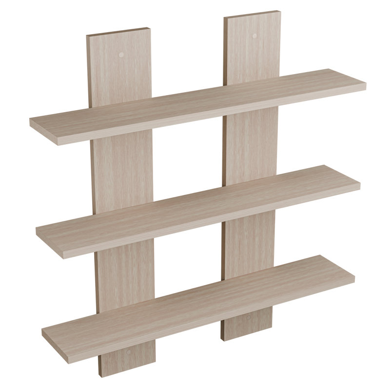 Tablette de rangement en bois massif Kubby 4,1, H 31,50 po x l 6,63 po x P 33,44 po, Beige