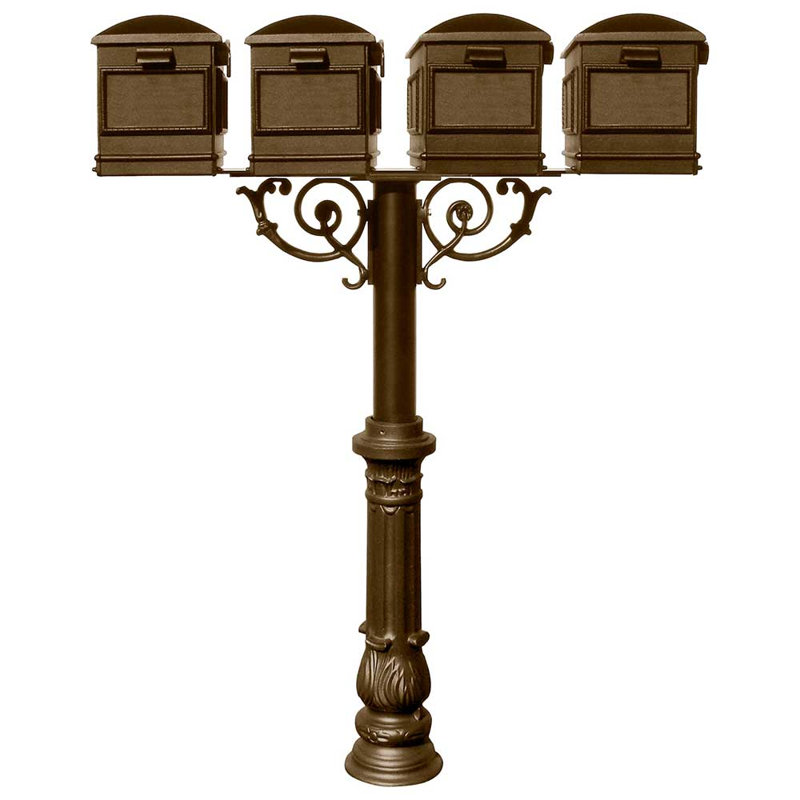Hanford Aluminum Post Mounted Mailbox with Magnetic Closure