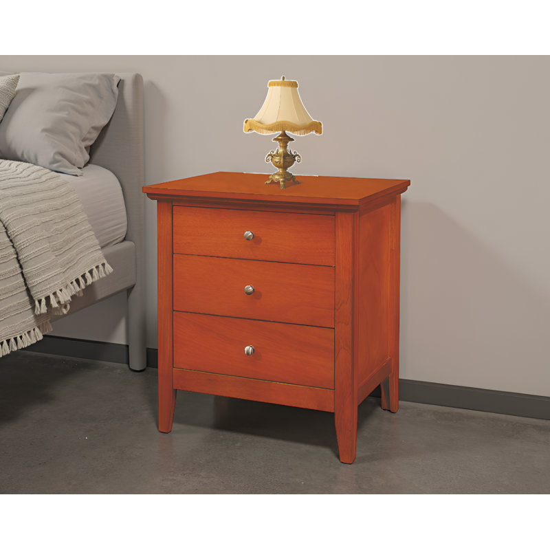 Lausanne Oak 3 Drawers Nightstand, Oak