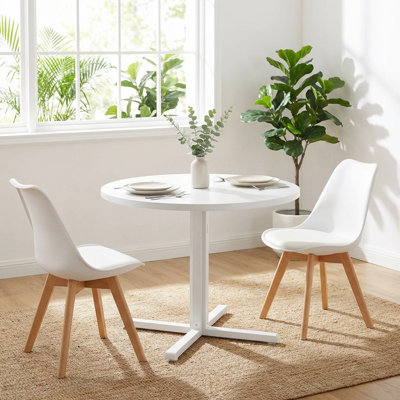 31.5''W Modern Farmhouse Round Kitchen Table, Sturdy Frame for 2-4 People