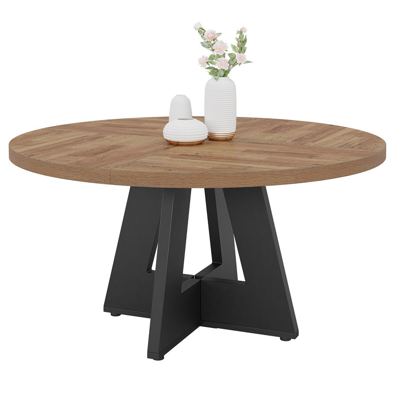 Round Dining Table, Natural/Black