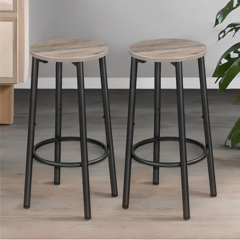 Rustic Industrial Bar Stools with Metal Frame Kitchen Furniture Chair Dining, Grey