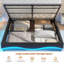 Base de lit avec rangement relevable avec station de charge et tête de lit cachée, lit plateforme tapissier avec rangement hydraulique-853391315-853391276