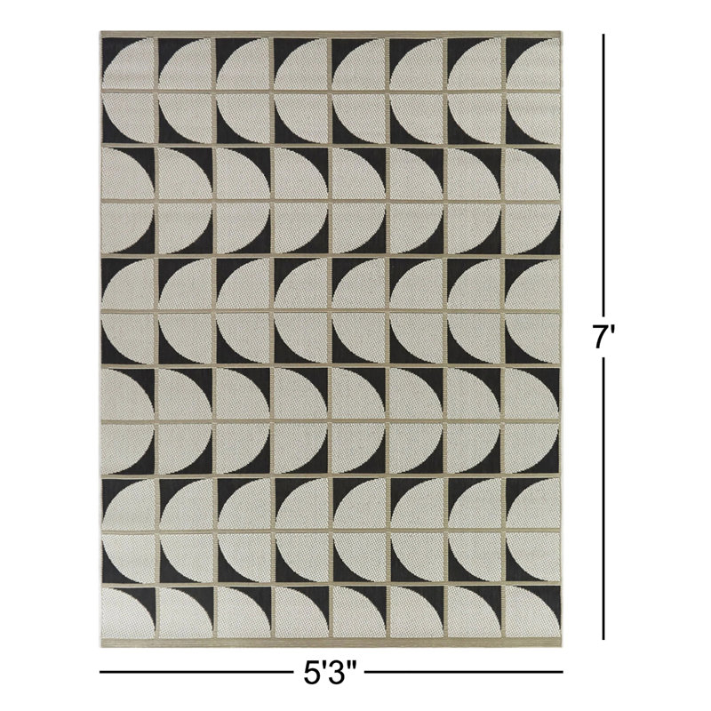 Tapis intérieur / extérieur gris anthracite Fadila, Rectangle 5 pi 3 po x 7 pi