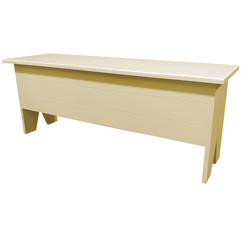 Banc de rangement en bois massif Kalki, Crème, H 18,5 po x l 48 po x P 14,5 po