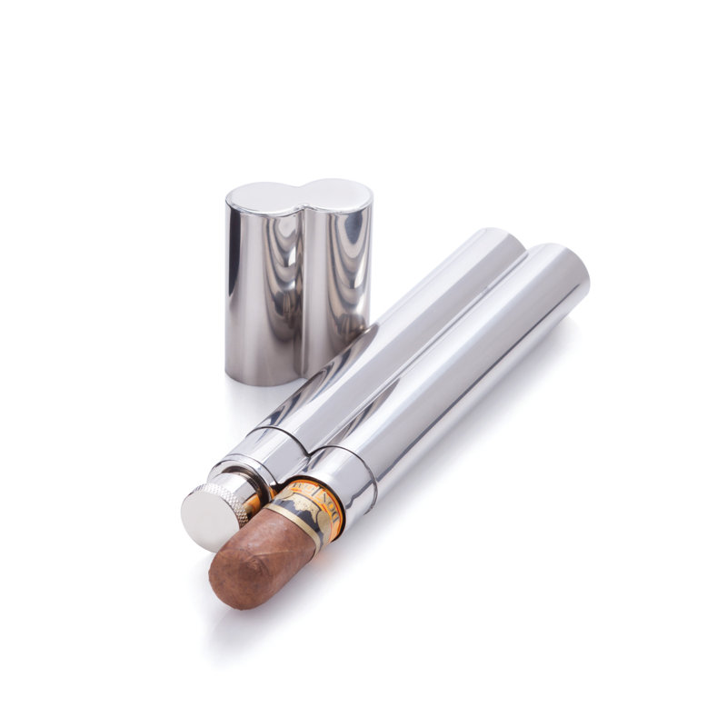 Harrison Stainless Steel Cigar Holder and Flask