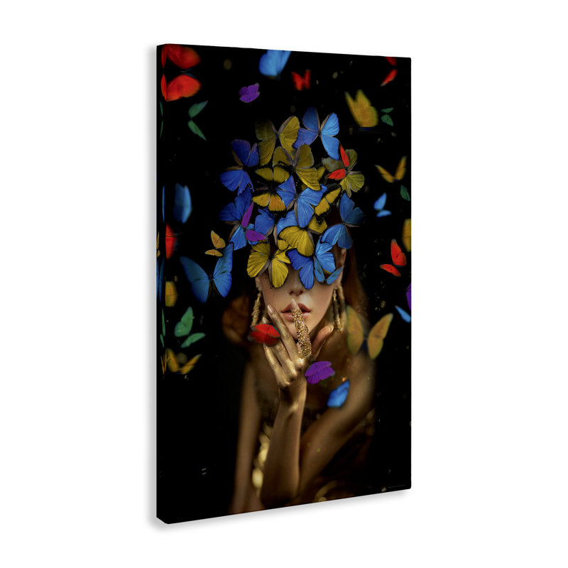 «Butterfly Swathed Woman», art mural sur toile par Reinders, H 24 po x l 16 po