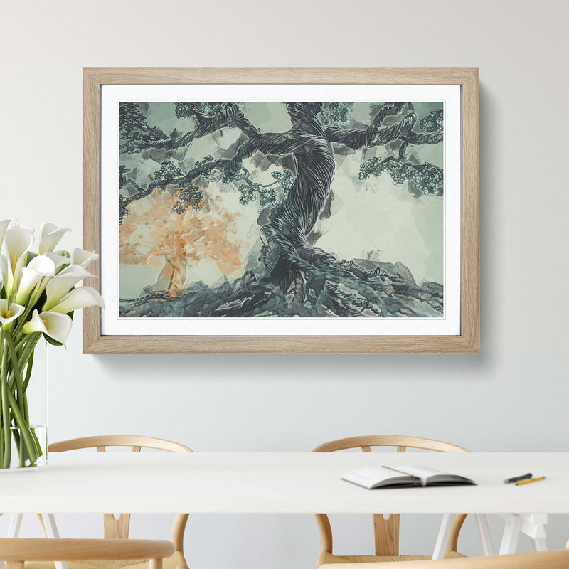 Twister Trees in Abstract - Picture Frame Graphic Art Print, Oak Framed, 62cm H x 87cm W x 2cm D