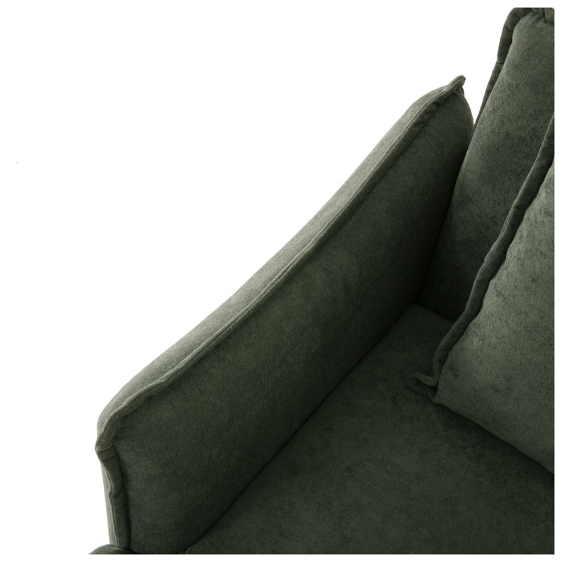 Chaise d'appoint en polyester vert foncé avec coussin et structure en bois d'eucalyptus, Green
