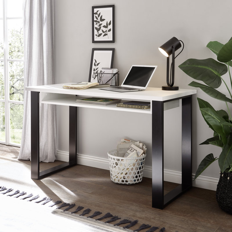 Jackeline 2 Piece Desk Office Set, White/Anthracite