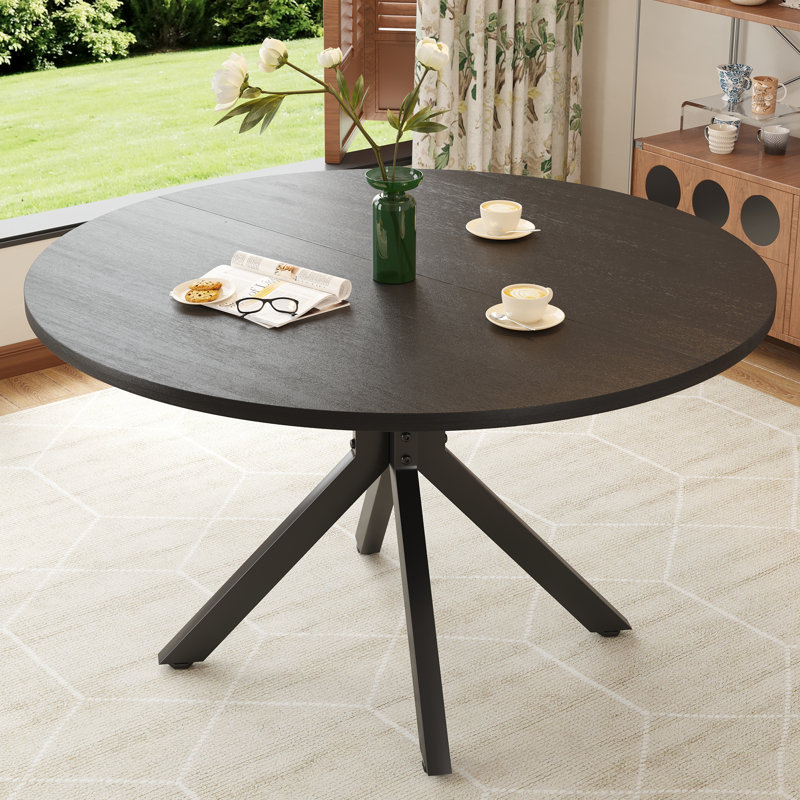 120 cm Beech Round Dining Table, Black