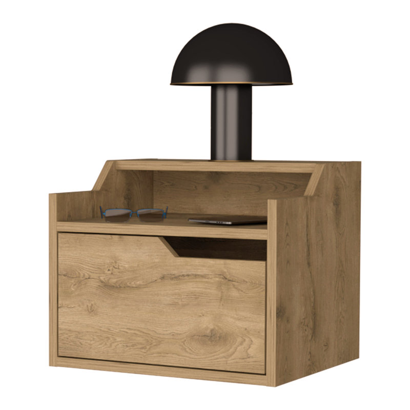Dual-Shelf Display Floating Nightstand, Natural