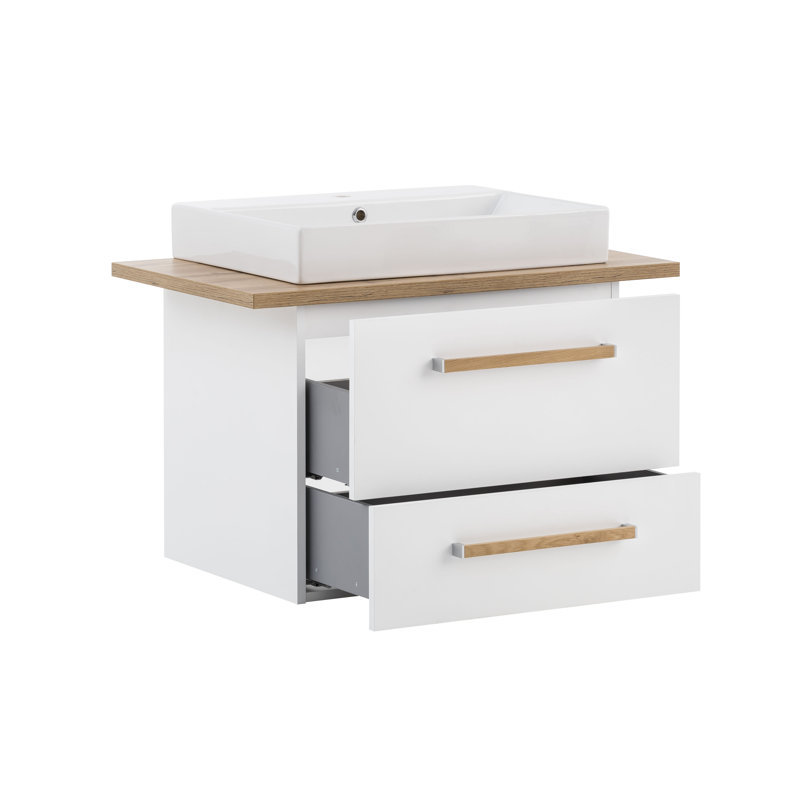 Duo 60 cm Wall-Mounted Washbasin, White