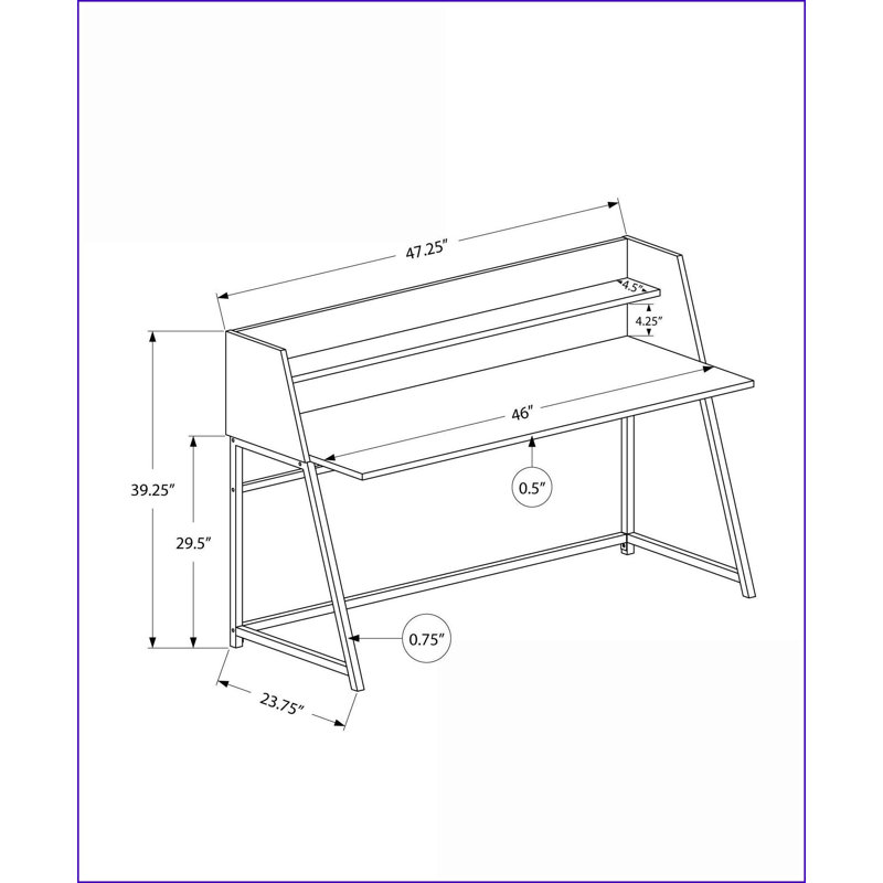 Bureaux, bureau d'ordinateur de bureau à domicile avec huche de rangement, L 48 po contemporain moderne, métal blanc stratifié blanc | Blanc | Panneau de particules