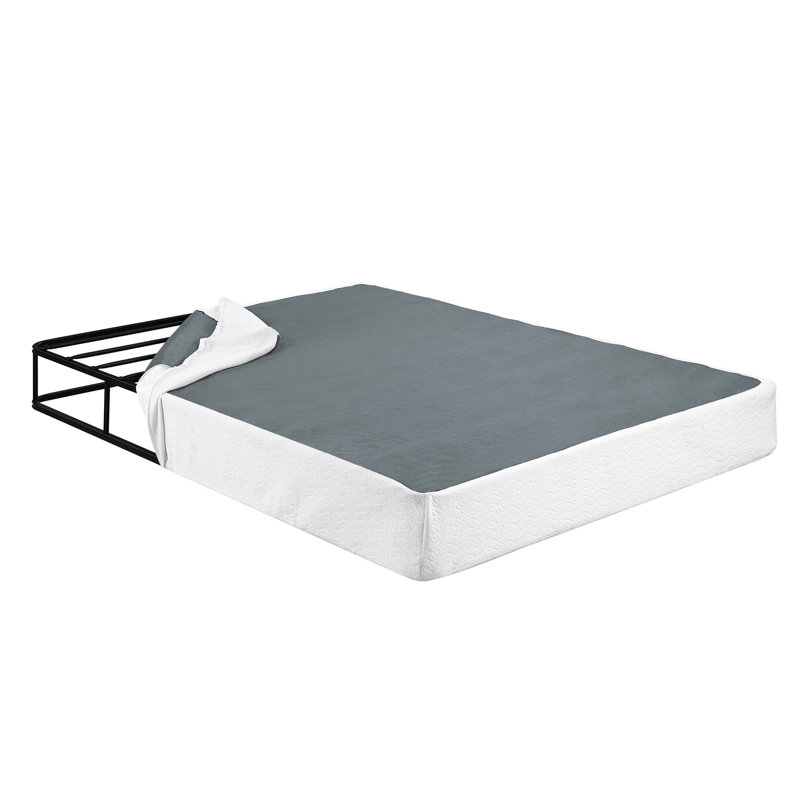 Structure en métal 1pc Eastern Mattress Foundation avec housse en tissu texturé, Très grand lit