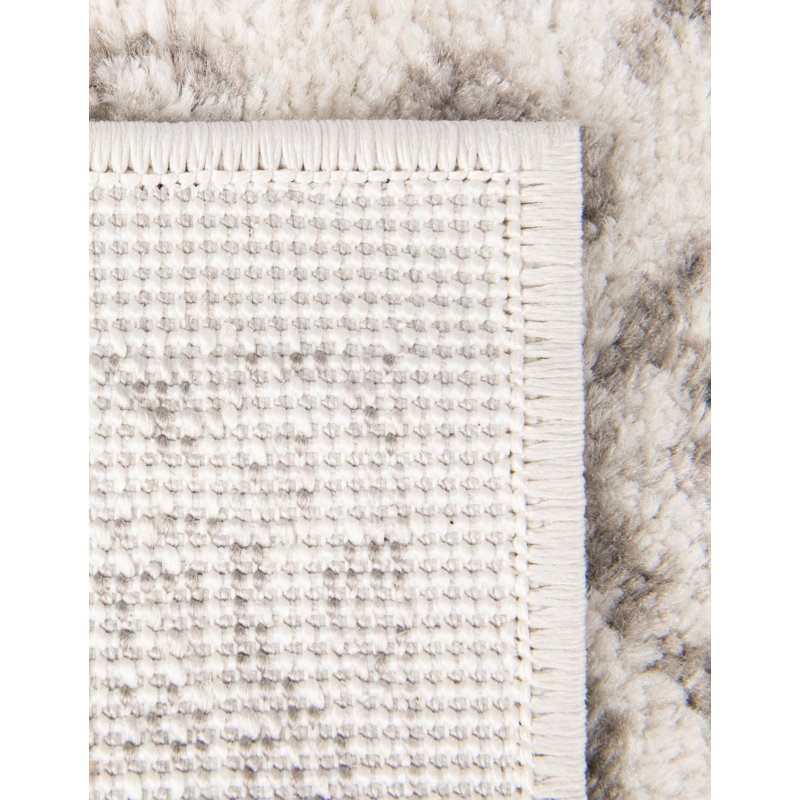 Tapis oriental en polypropylène gris / ivoire Ervine, Tapis de couloir 2 pi 7 po x 10 pi