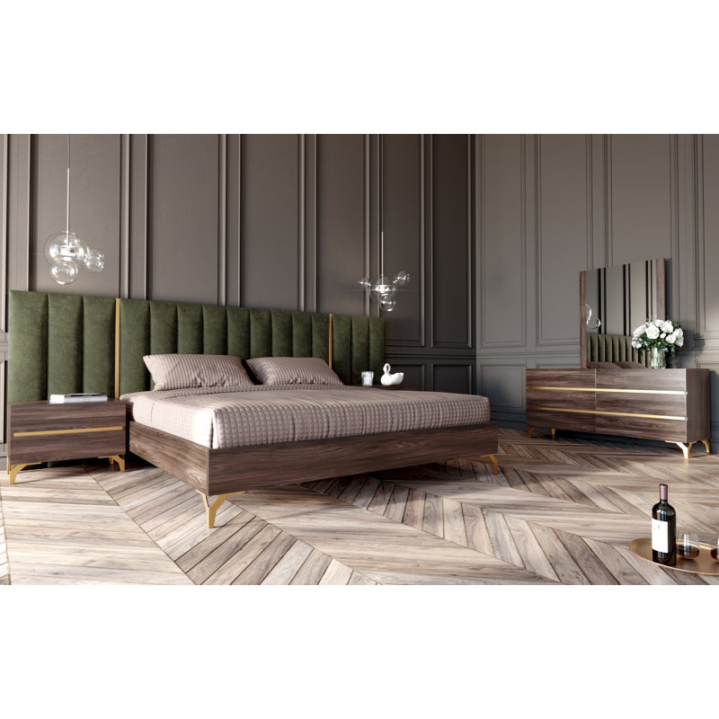 Ensemble de chambre avec lit plateforme 5 pièces Eduardo, Grand
