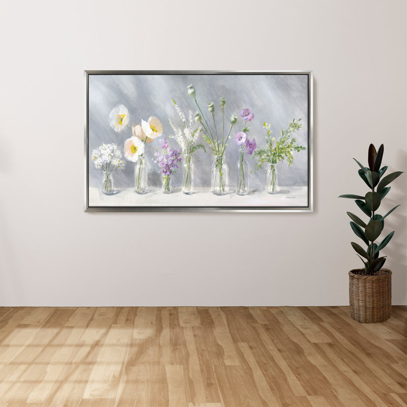 "Country Fresh I" par Danhui Nai, reproduction sur toile dans un cadre flottant, H 21,5 po x l 33,5 po, Argent argent