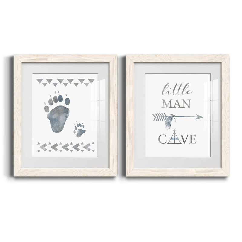 Little Man Cave Paws - 2 pièces, Blanc, H 20 po x l 17 po x P 1 po, Papier encadré blanc