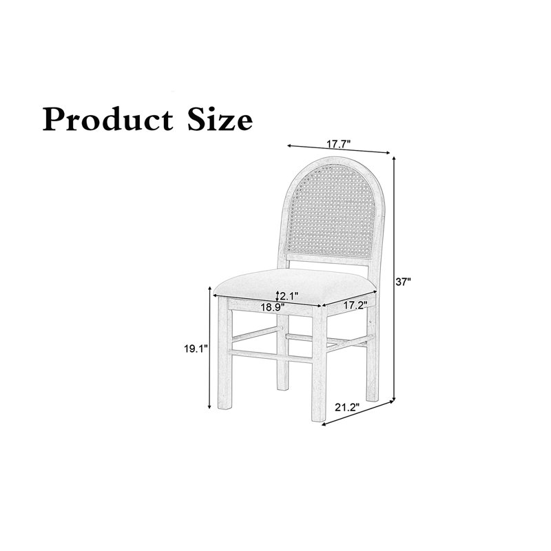 Chaises rembourrées avec dossier en rotin, Brun