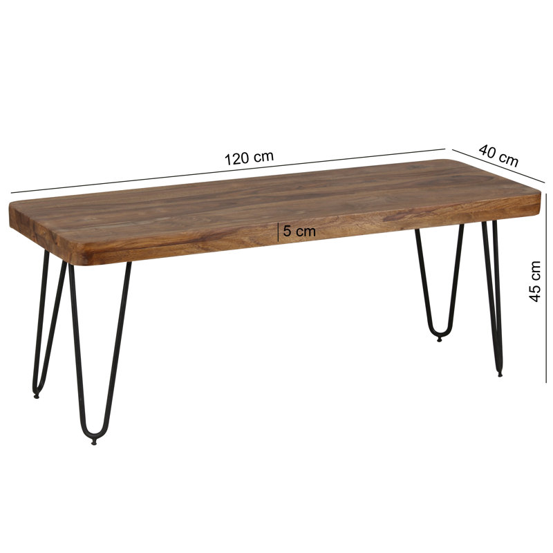 Altmar Solid Wood Bench, Sheesham, 45cm H x 120cm W x 40cm D