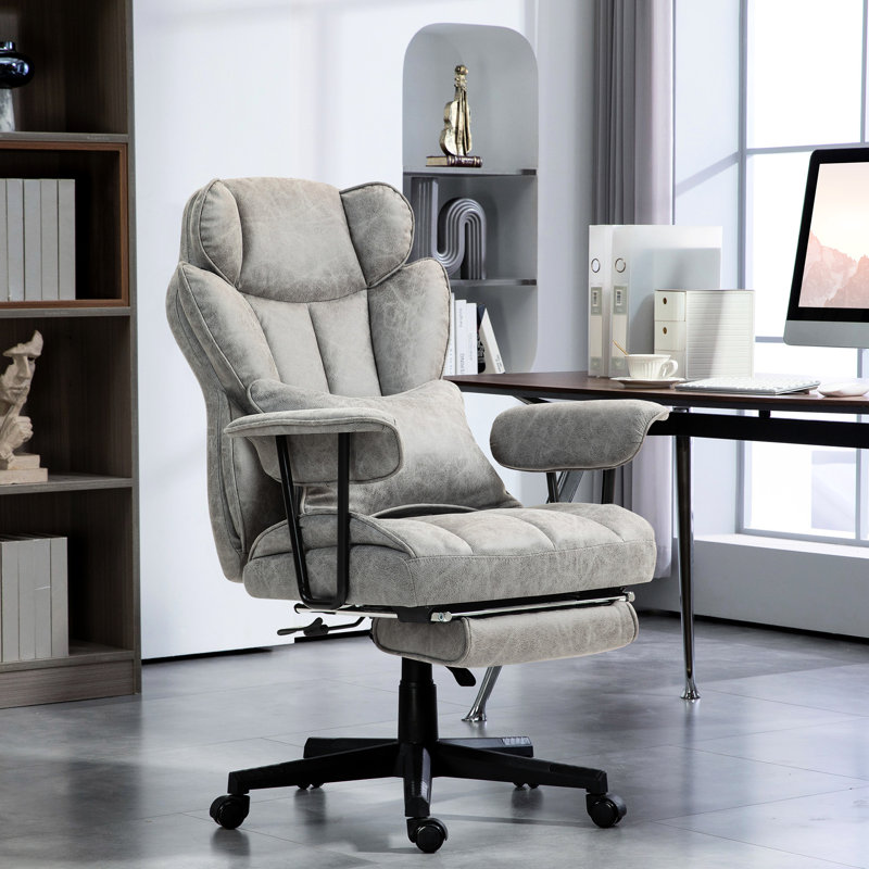 Fauteuil de bureau de 45,3 po à 48,4 po de hauteur, gris, avec 6 points de vibration, soutien lombaire, siège large pour utilisation prolongée et chauffage à 3 niveaux, coussin amovible, capacité de 400 lb