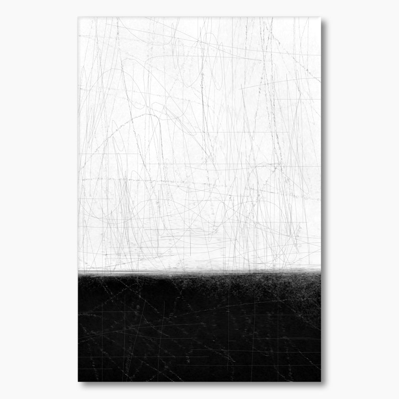 Art abstrait noir et blanc IV - Décoration murale moderne et contemporaine en toile, H 36 po x l 24 po x P 1 po, Toile tendue
