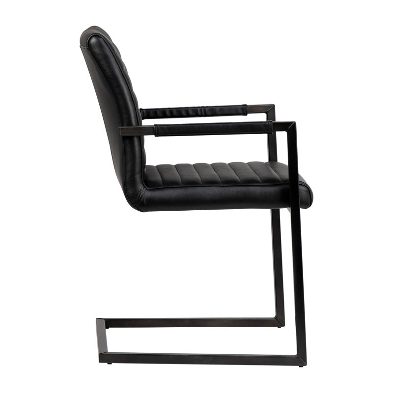 Doxie 19.5'' H Genuine Leather Upholstered Armchair, Black