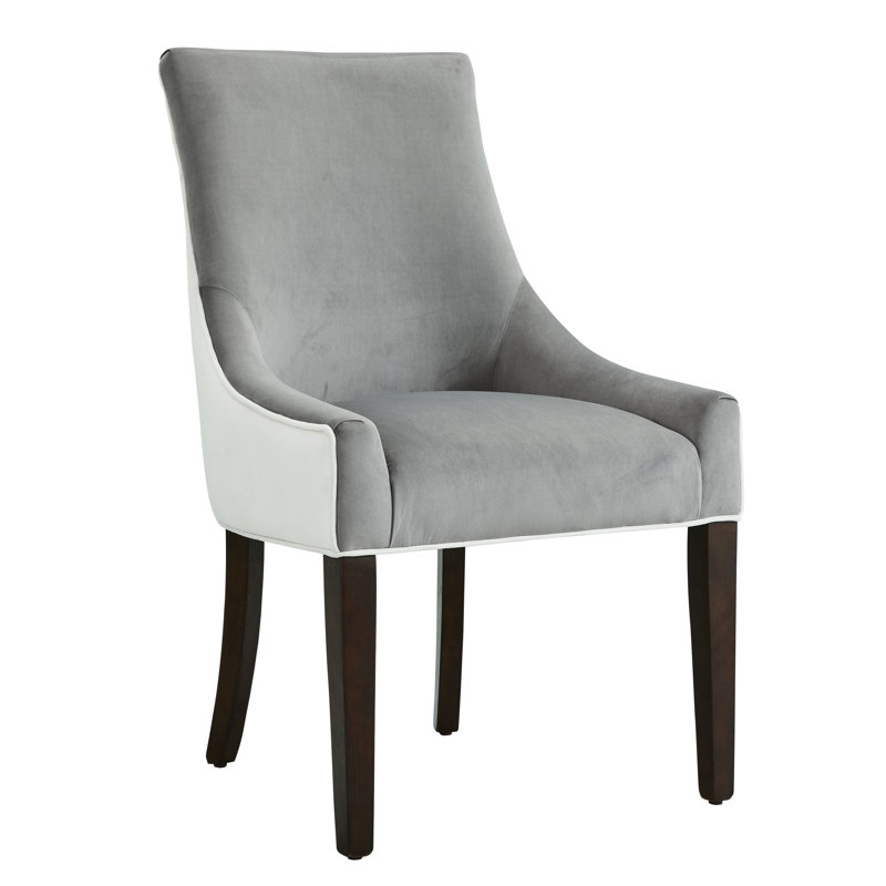 Chaise de salle à manger rembourrée Smoke - Tissu, assise en mousse, pieds en bois massif au fini noyer, facile à nettoyer