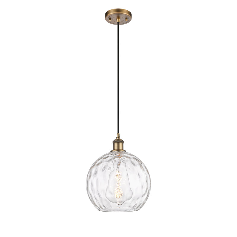 Luminaire suspendu sphère 1 lumière Roxane, H 13 po x l 10 po x P 10 po, DEL, Laiton brossé