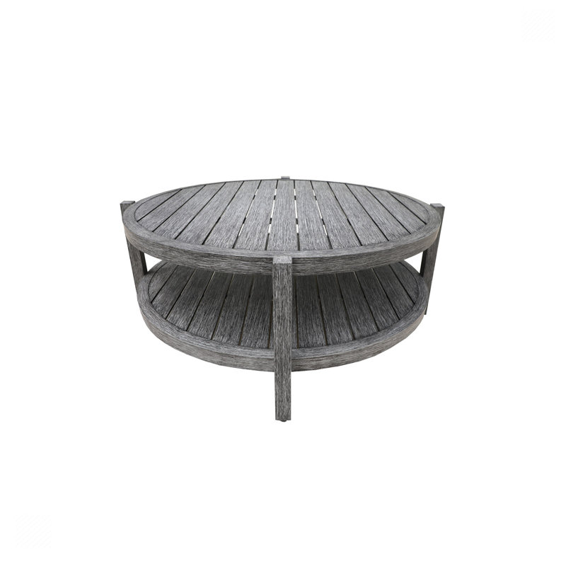 Table basse ronde à lattes en aluminium