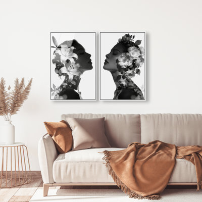 Nocturne Bloom Set High-Gloss Frameless Acrylic Glass Wall Art Floral & Botanical Print by Oliver Gal, Ready to Hang, 10 x 15