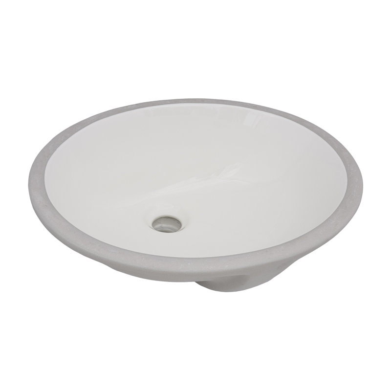 Ruvati 16 x 13 inch Undermount Bathroom Sink Oval Porcelain Ceramic with Overflow, Biscuit