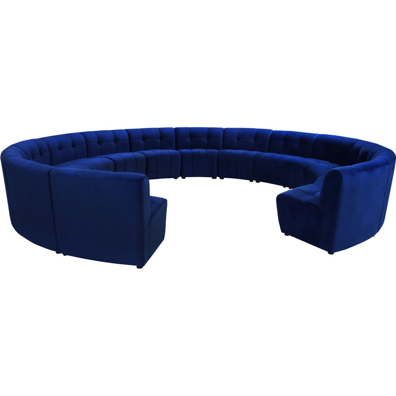 Jedson Velvet Sectional Symmetrical, Navy Velvet