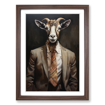 Goat In A Suit No.2 - Single Picture Frame Print on Wood