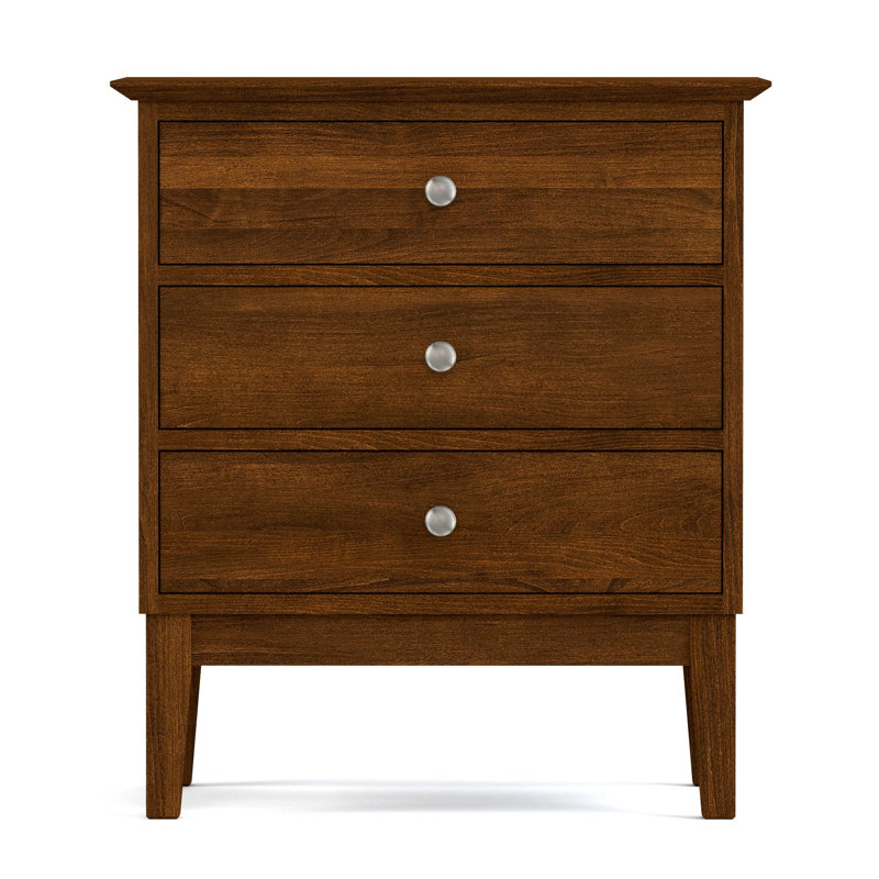 Origins 3 - Drawer Solid Wood Nightstand, Nickel