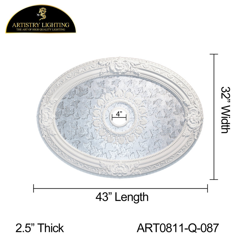 Médaillon ovale blanc pour plafond