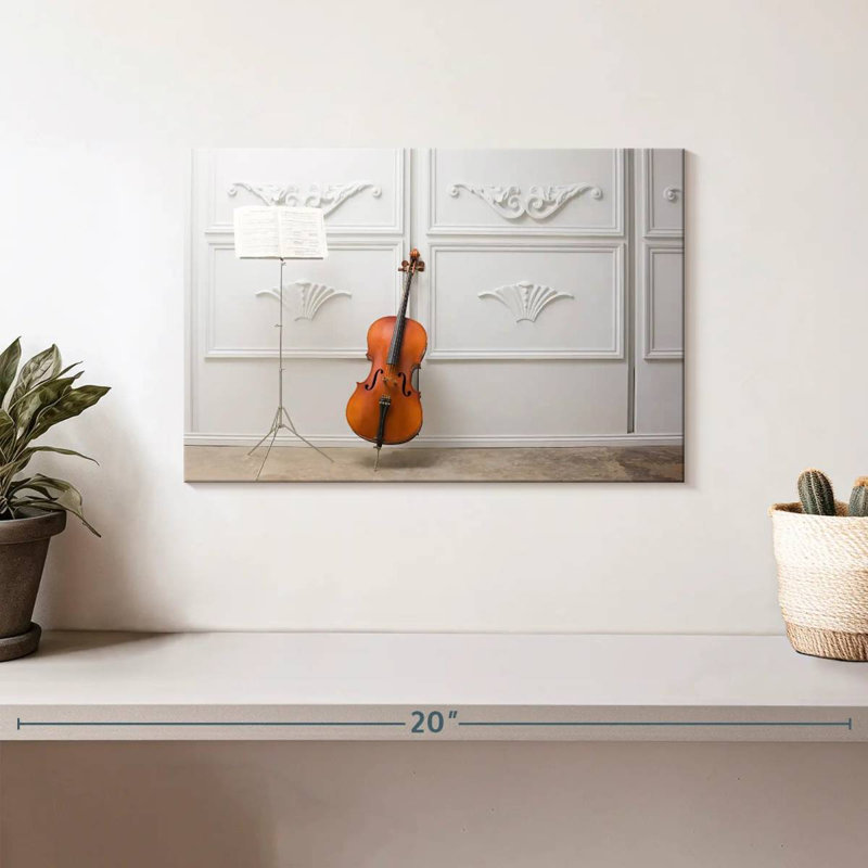 Violoncelle et pupitre, H 8 po x l 12 po
