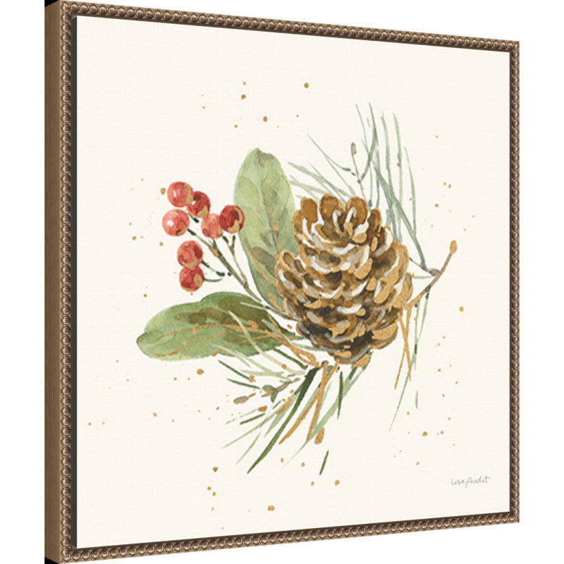 Winter Blooms II 22" Brown and Gold Framed Canvas Art